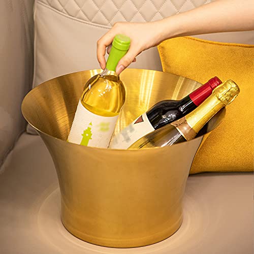 ALEjon 12L Eiskübel für Cocktailbar, hornförmiger Champagnerkübel mit großem Fassungsvermögen, Edelstahl-Eiskübel für Partys, leicht zu reinigen/Gold von ALEjon