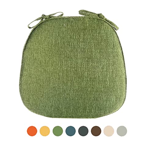 ALEjon 4er-Pack rutschfeste Esszimmerstuhlauflagen mit Krawatten - Leuchtend grüne, waschbare Sitzkissen für Bauernküchenstühle von ALEjon