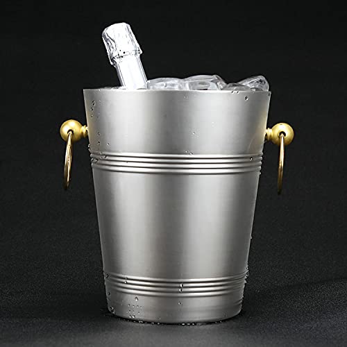 ALEjon 5L/3L Golden Ear Champagnerkübel mit großem Fassungsvermögen, Eiskübel aus Edelstahl, rostbeständiger und auslaufsicherer EIS- und Getränkekübel, leicht zu reinigen/Silber/5L von ALEjon