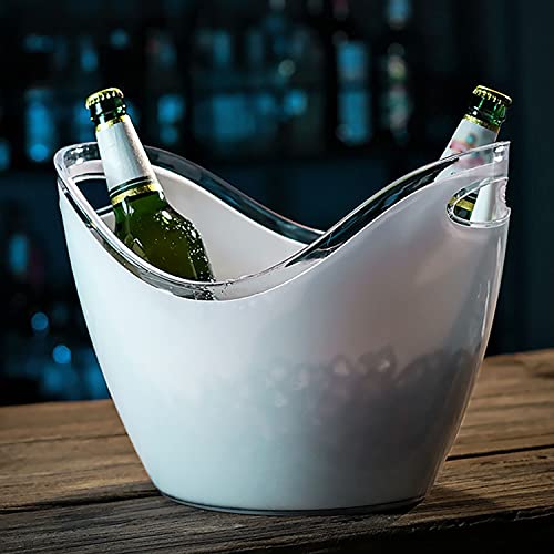 ALEjon 5L Eiskübel mit großem Fassungsvermögen für Partys, handelsüblicher Champagner-Eiswürfelkübel aus durchsichtigem Kunststoff, Bierkübel für Getränke und Partys, leicht zu reinigen/Weiß/8L von ALEjon