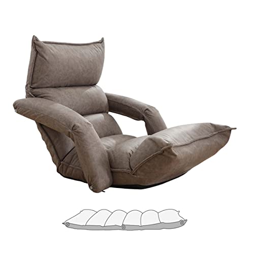 ALEjon Bodenstuhl mit Rückenlehne und Armlehne, Chaiselongue-Sofa für den Innenbereich, bequem gepolstert, einzelnes Gaming-Stuhlbett, Liegestuhl, verstellbare Nacken-, Lendenwirbel- und Beinposition von ALEjon