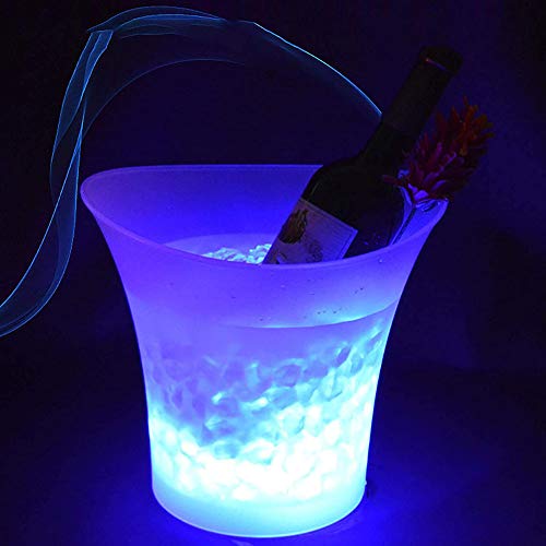 ALEjon Collic 5L LED-Eiskübel, Champagner, leuchtender Eiskübel, Bier-Eiskübel, LED-runder Kunststoff-Eiskübel, Bier-Eiskübel, Heimdekoration/Eiskübel von ALEjon