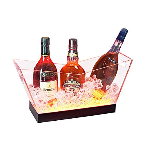 ALEjon Collic klarer Acryl-LED-Eiskübel, leuchtender Wein- und Champagnerkübel mit hoher Kapazität, 30 x 13 x 21 cm, Heimdekoration/Eiskübel von ALEjon