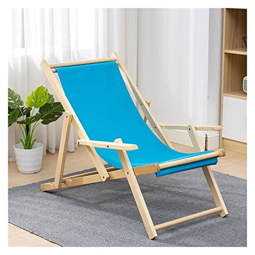 ALEjon Klappbare Sonnenliege für den Außenbereich, Liegestuhl für den Strand, Lazy Liegestuhl: Massivholz, 4 Liegepositionen, Oxford-Leinwand, Balkon-Freizeit-Nickerchensessel (blau) von ALEjon