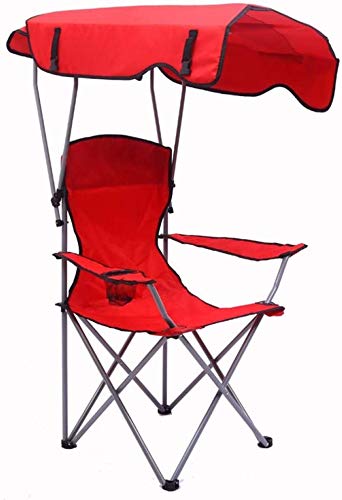 ALEjon Klappbarer Campingstuhl mit Schattendach, Leichter tragbarer Sitz für Erwachsene, ideal für Outdoor-Aktivitäten, Angeln, Festivals, Strand und Reisen - Rot von ALEjon