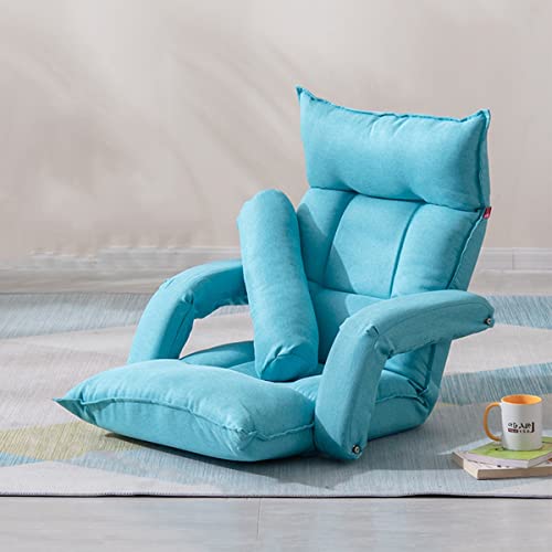 ALEjon Liegestuhl für Schlafzimmer, Sessel für Erwachsene, Bodenstuhl, Bett mit Lendenkissen, Rücken- und Kopfverstellung, einzelner Lazy-Sofa-Stuhl, Meditationsstuhl, Yoga (Farbe: Seeblau) von ALEjon