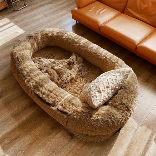 ALEjon Ultragroßes Hundebett für Menschen, riesiges Sitzsackbett für Erwachsene, superweiches, bequemes, waschbares Hundebett aus flauschigem Kunstfell für Menschen zum Einschlafen, Weihnachtsbett von ALEjon