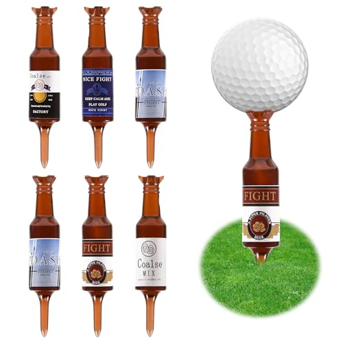 ALI2 Golf Tees Bierflasche, handgefertigt, 6 Stück, Mini-Golf-Tee-Zubehör, unzerbrechlich und recycelbar, lustige Golf-Geschenke für Valentinstag, Männer, Vater, Golfer, 9 cm hoch von ALI2