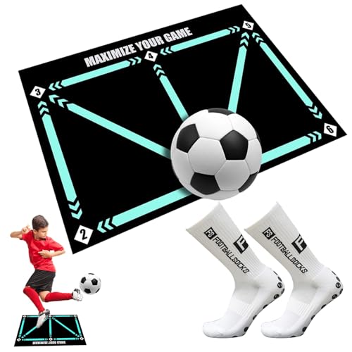 ALINUOYQ Fußball Matte Fußschritt Trainingsmatte, Ballkontrolle Fussballmatte rutschfeste Fußball Fußarbeits Meisterungsmatte, Dribble-stille Fussballmatte Geschenke Für Fußballliebhaber von ALINUOYQ