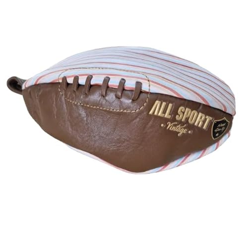 ALL SPORT VINTAGE - Kulturbeutel Rugbyball – Rindsleder – handgenäht. Französische Marke, Pastellfarben, one size, Pastellfarben von ALL SPORT VINTAGE