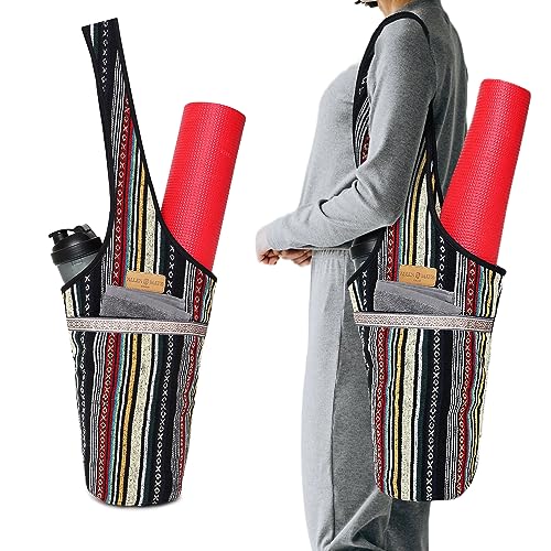 ALLEN & MATE Große Yogamatten-Tasche mit Seitentasche und Reißverschlusstasche, passend für die meisten Matten (Diamantstreifen) von ALLEN & MATE