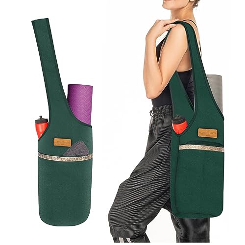 ALLEN & MATE Große Yogamatten-Tasche mit Seitentasche und Reißverschlusstasche, passend für die meisten Matten (grün) von ALLEN & MATE