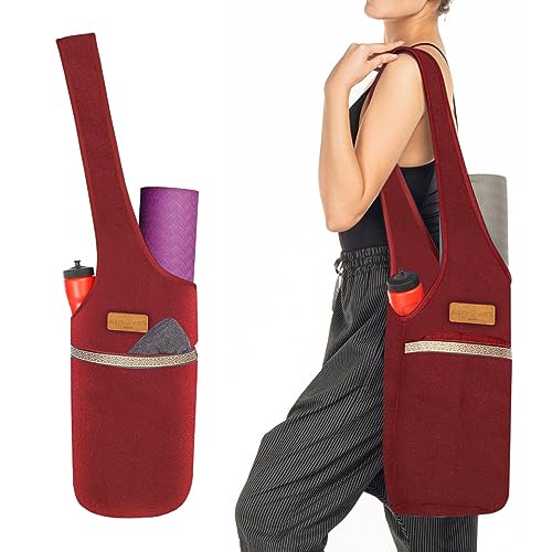 ALLEN & MATE Große Yogamatten-Tasche mit Seitentasche und Reißverschlusstasche, passend für die meisten Matten (kastanienbraun) von ALLEN & MATE