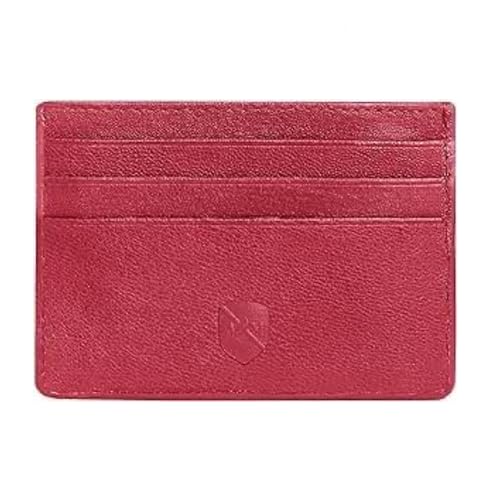 ALLEN & MATE Leder Kartenhalter Slim Wallet Minimalistische Brieftasche Kreditkartenetui für Männer Frauen (G. Red Edition) von ALLEN & MATE