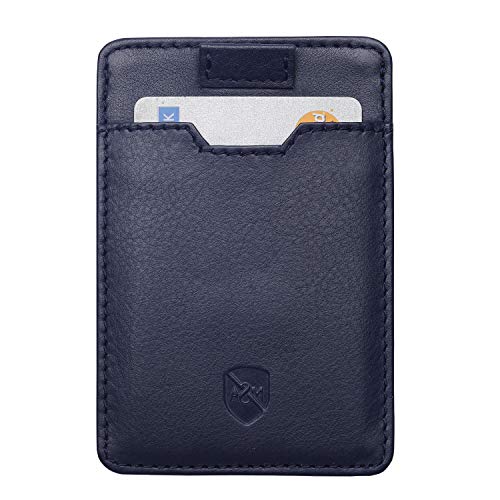 Allen & Mate Schlankes minimalistisches Lederportemonnaie mit RFID-Schutz, Vordertasche Geldbeutel für Herren mit Schlüsselring (Navy Blau) von ALLEN & MATE
