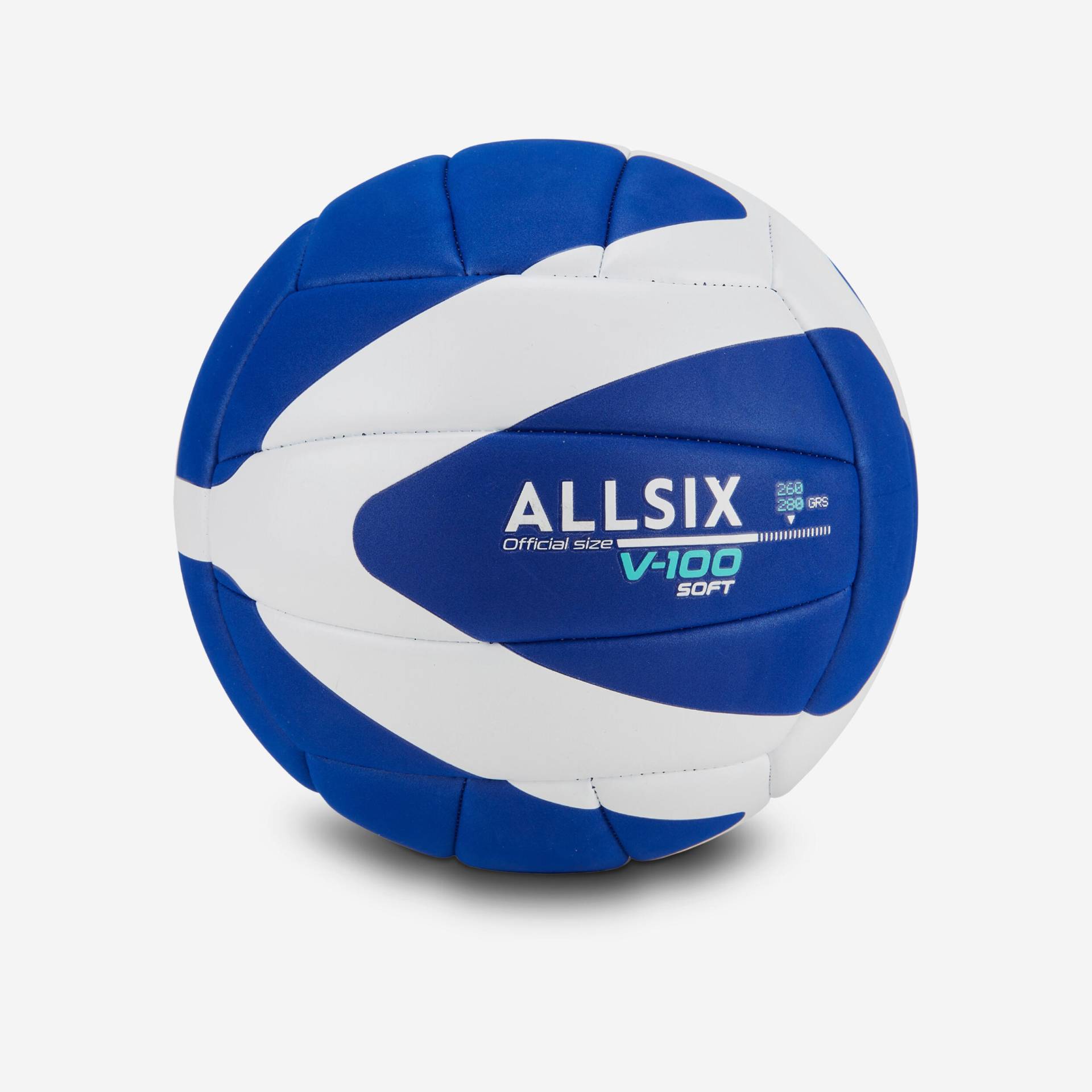Volleyball V100 Soft 260–280 g ab 15 Jahren blau/weiss von ALLSIX