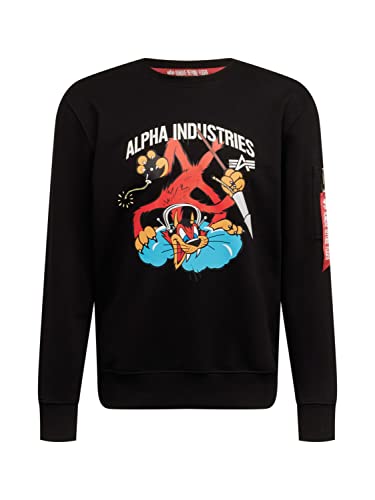 Alpha Industries Fighter Squadron Sweater Sweatshirt für Herren Black von ALPHA INDUSTRIES