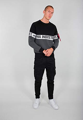 Alpha Industries AI Stripe Sweater Sweatshirt für Herren Black von ALPHA INDUSTRIES