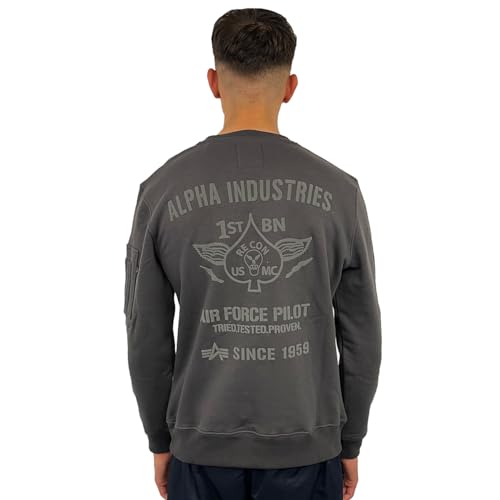Alpha Industries Air Force Sweater Sweatshirt für Herren Vintage Grey von ALPHA INDUSTRIES