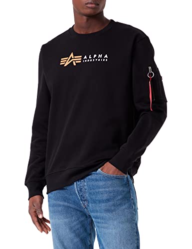 Alpha Industries Alpha Label Sweater Sweatshirt für Herren Black von ALPHA INDUSTRIES