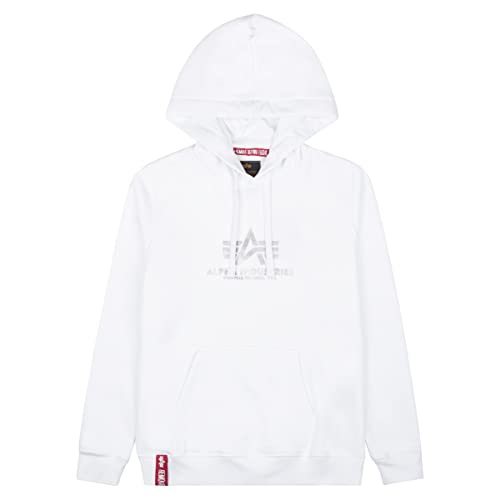 Alpha Industries Basic Hoody ML Foil Print Hoody für Herren White von ALPHA INDUSTRIES