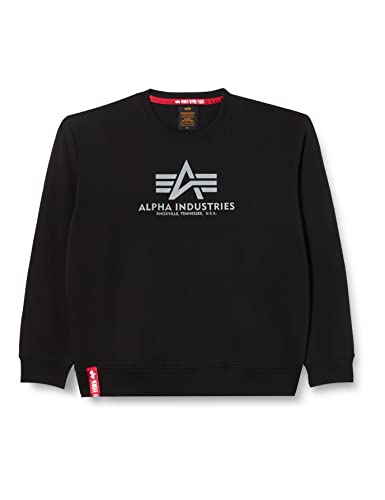 Alpha Industries Basic Sweater Reflective Print Sweatshirt für Herren Black von ALPHA INDUSTRIES