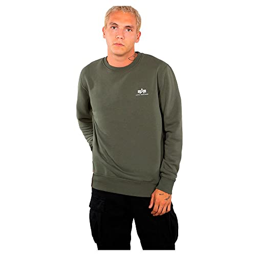 Alpha Industries Basic Sweater Small Logo Sweatshirt für Herren Dark Olive von ALPHA INDUSTRIES