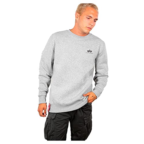 Alpha Industries Basic Sweater Small Logo Sweatshirt für Herren Grey Heather von ALPHA INDUSTRIES
