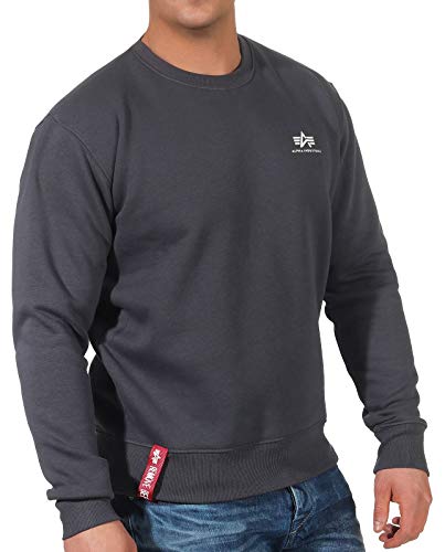 Alpha Industries Basic Sweater Small Logo Sweatshirt für Herren Greyblack von ALPHA INDUSTRIES