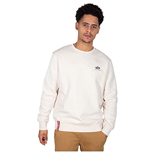 Alpha Industries Basic Sweater Small Logo Sweatshirt für Herren Jet Stream White von Alpha Industries