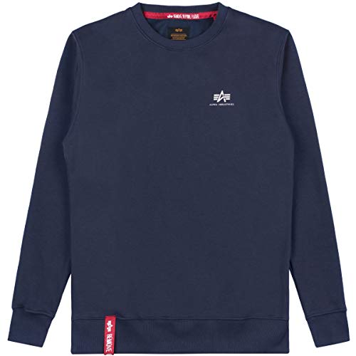 Alpha Industries Basic Sweater Small Logo Sweatshirt für Herren Navy von ALPHA INDUSTRIES