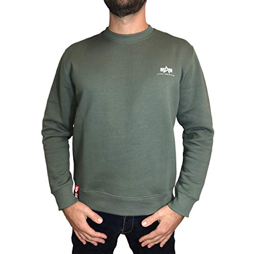 Alpha Industries Basic Sweater Small Logo Sweatshirt für Herren Vintage Green von ALPHA INDUSTRIES