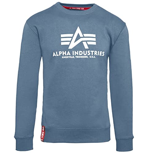 Alpha Industries Herren Basic Pullover Sweatshirt, Blickdicht, Airforce Blau, L von ALPHA INDUSTRIES