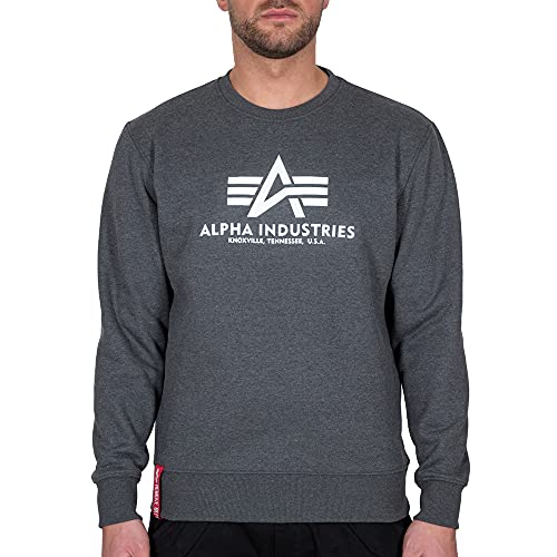 Alpha Industries Basic Sweater Sweatshirt für Herren Charcoal Heather/White von ALPHA INDUSTRIES