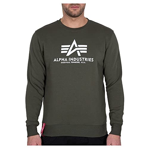 Alpha Industries Herren Basic Sweater Für Sweatshirt, Dunkles Olivgrün (178302-142), XL EU von ALPHA INDUSTRIES