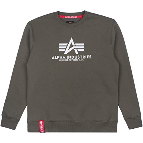 Alpha Industries Basic Sweater Sweatshirt für Herren Dark Olive von ALPHA INDUSTRIES