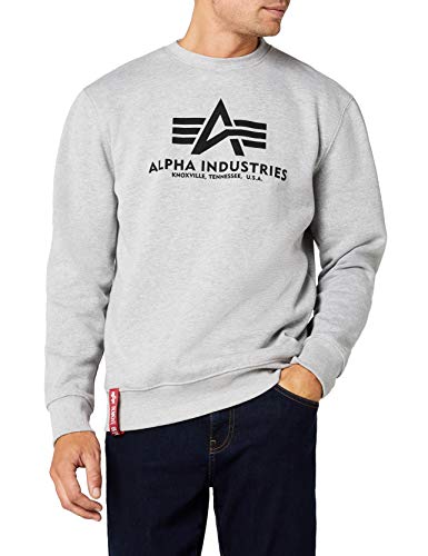 Alpha Industries Basic Sweater Sweatshirt für Herren Grey Heather von ALPHA INDUSTRIES
