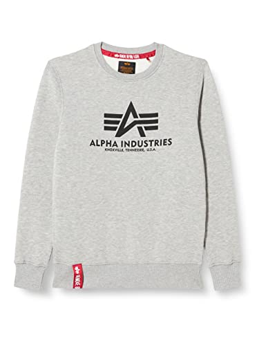 Alpha Industries Herren Basic Pullover Sweatshirt, Blickdicht, Grauschwarz/Schwarz, XXL von ALPHA INDUSTRIES