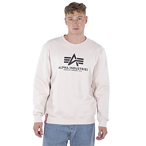 Alpha Industries Basic Sweater Sweatshirt für Herren Jet Stream White von ALPHA INDUSTRIES