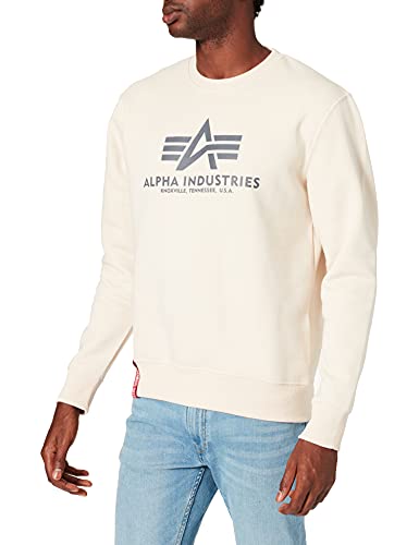 Alpha Industries Basic Sweater Sweatshirt für Herren Jet Stream White von ALPHA INDUSTRIES