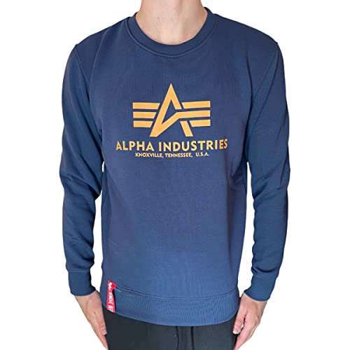 Alpha Industries Basic Sweater Sweatshirt für Herren New Navy/Wheat von ALPHA INDUSTRIES