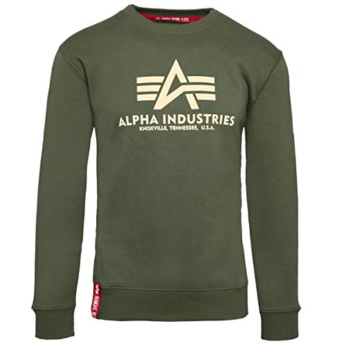 Alpha Industries Herren Basic Pullover Sweatshirt, Blickdicht, Vintage Grün, M von ALPHA INDUSTRIES