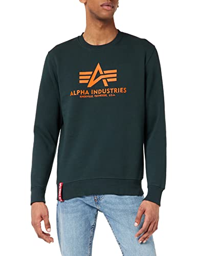 Alpha Industries Herren Basic Pullover Sweatshirt, Blickdicht, Vintage Grün, L von ALPHA INDUSTRIES