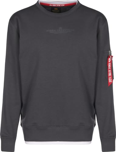 Alpha Industries Double Layer Sweater Sweatshirt für Herren Greyblack von ALPHA INDUSTRIES