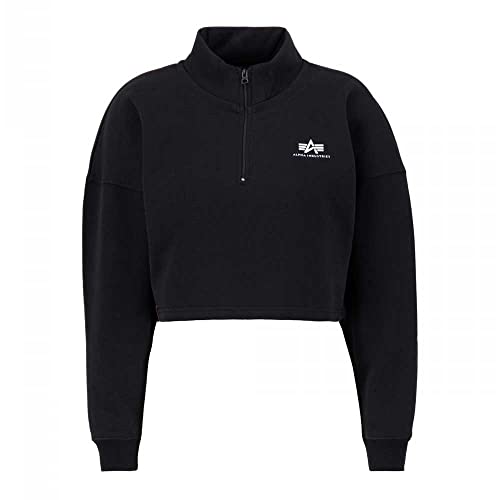 Alpha Industries Half Zip Sweater COS SL Wmn Sweatshirt für Damen Black von ALPHA INDUSTRIES