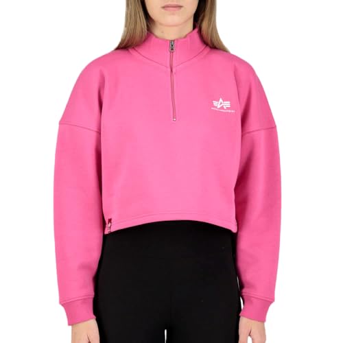 Alpha Industries Half Zip Sweater COS SL Wmn Sweatshirt für Damen Magenta von ALPHA INDUSTRIES