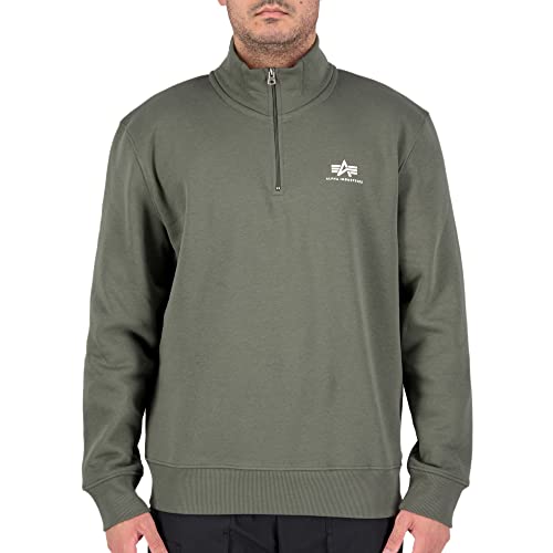 Alpha Industries Half Zip Sweater SL Sweatshirt für Herren Dark Olive von ALPHA INDUSTRIES