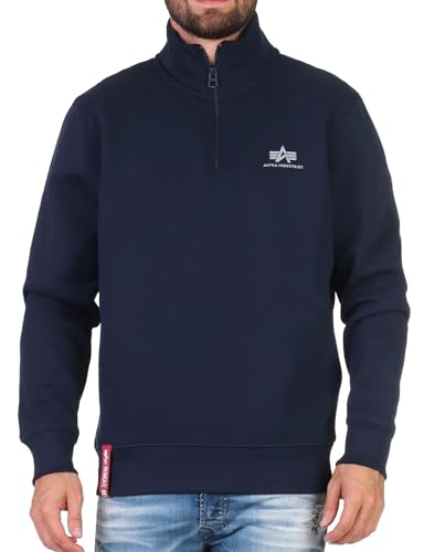 Alpha Industries Half Zip Sweater SL Sweatshirt für Herren Ultra Navy von ALPHA INDUSTRIES