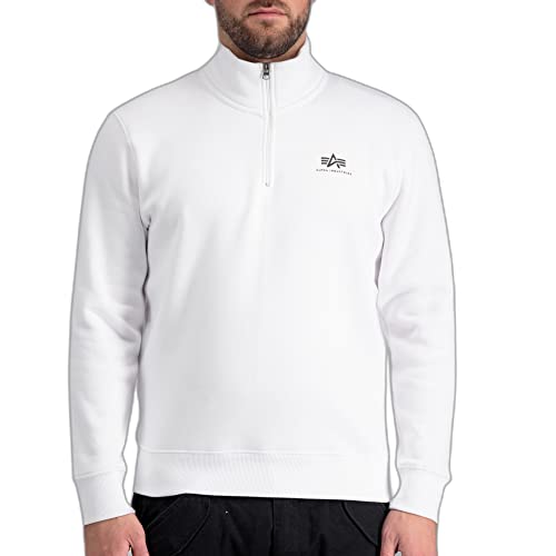 Alpha Industries Half Zip Sweater SL Sweatshirt für Herren White von ALPHA INDUSTRIES