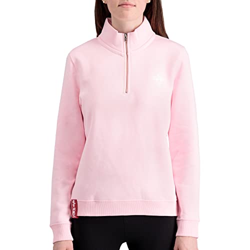 Alpha Industries Half Zip Sweater SL Wmn Sweatshirt für Damen Pastel Pink von ALPHA INDUSTRIES